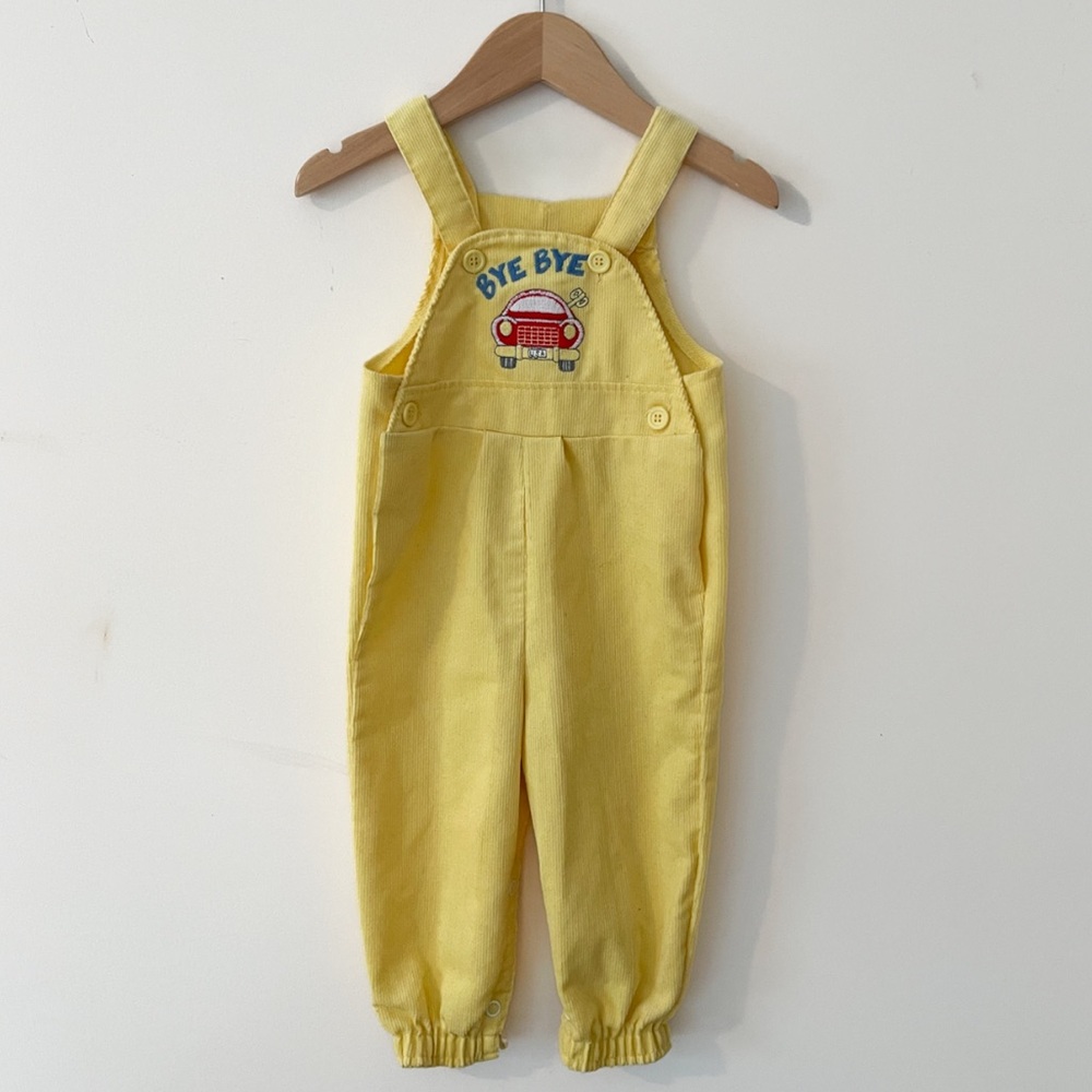 VINTAGE 80s 90s BUSTER BROWN EUC Corduroy Embroidered Appliqué Car Overalls